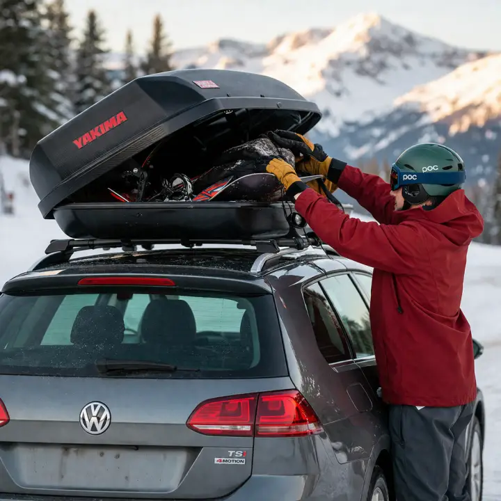 Yakima SkyBox NX Skinny roof storage box for bulky outdoor gear